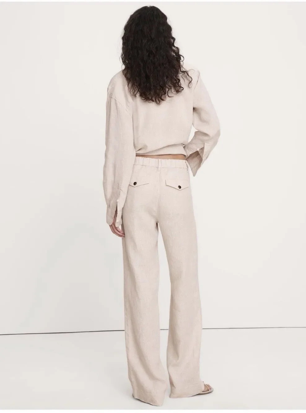 Banana Republic Everyday Wide Leg Linen Pant Natural #892686